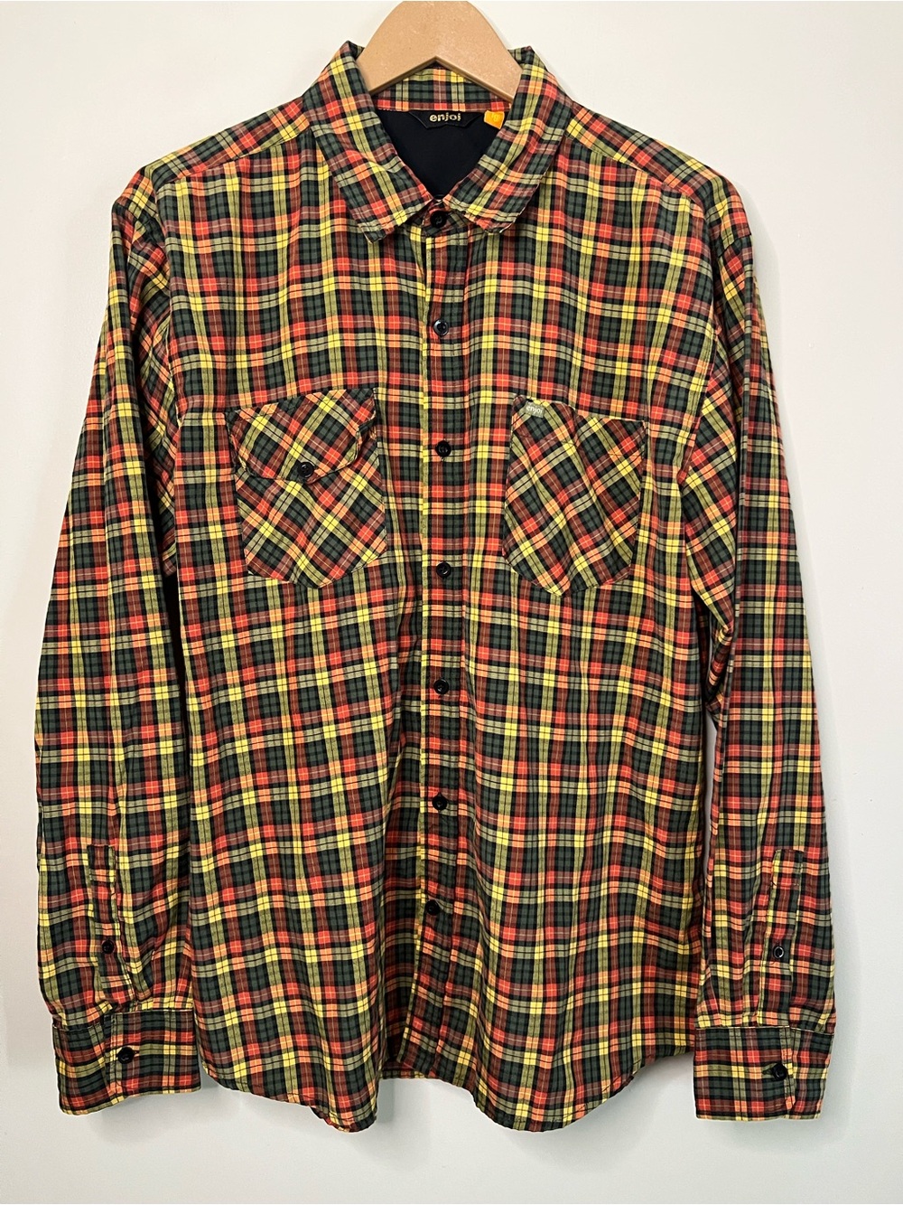 Vintage Y2K Enjoi Skateboarding Plaid Flannel Button Shirt Size L